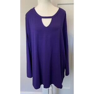LANDS END Womens Knit TOP Long Sleeve PURPLE Size 3X 24W-26W